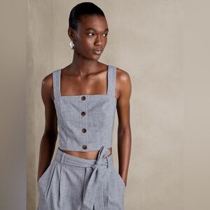 NWT Banana Republic Factory Chambray Button Cropped Tank Size 14